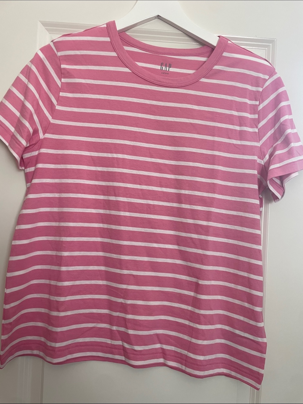 GAP Pink and White Striped Short Sleeve Tee
